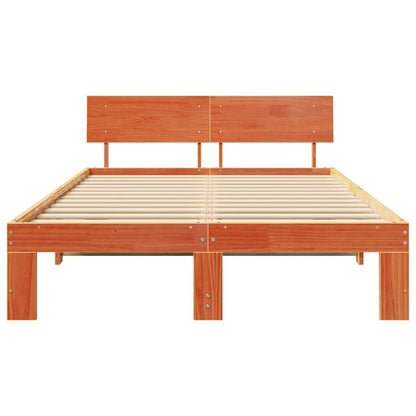 Bettgestell mit Kopfteil Braun 140 x 190 cm Massivholz Kiefer