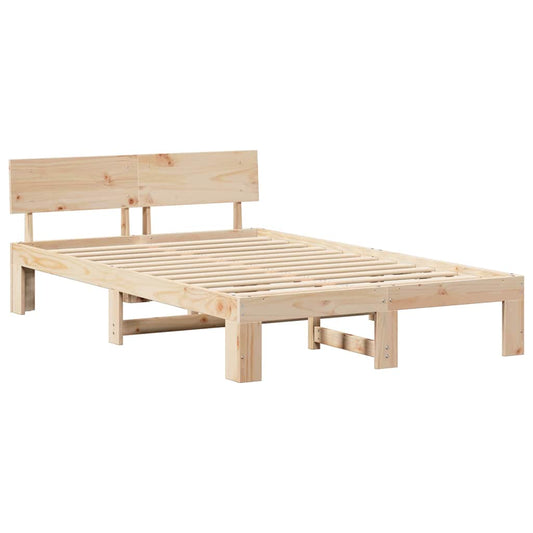 Bettgestell mit Kopfteil Braun 120 x 190 cm Massivholz Kiefer