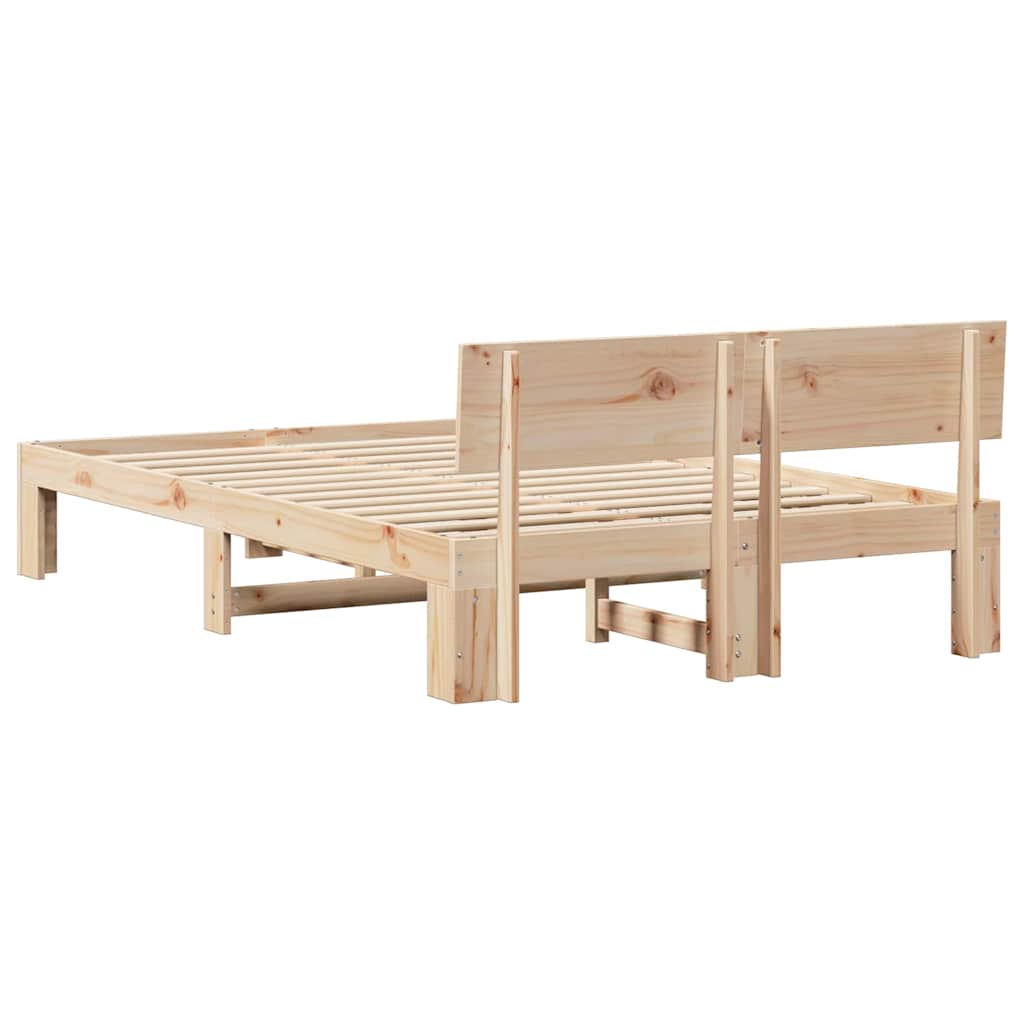 Bettgestell mit Kopfteil Braun 120 x 190 cm Massivholz Kiefer