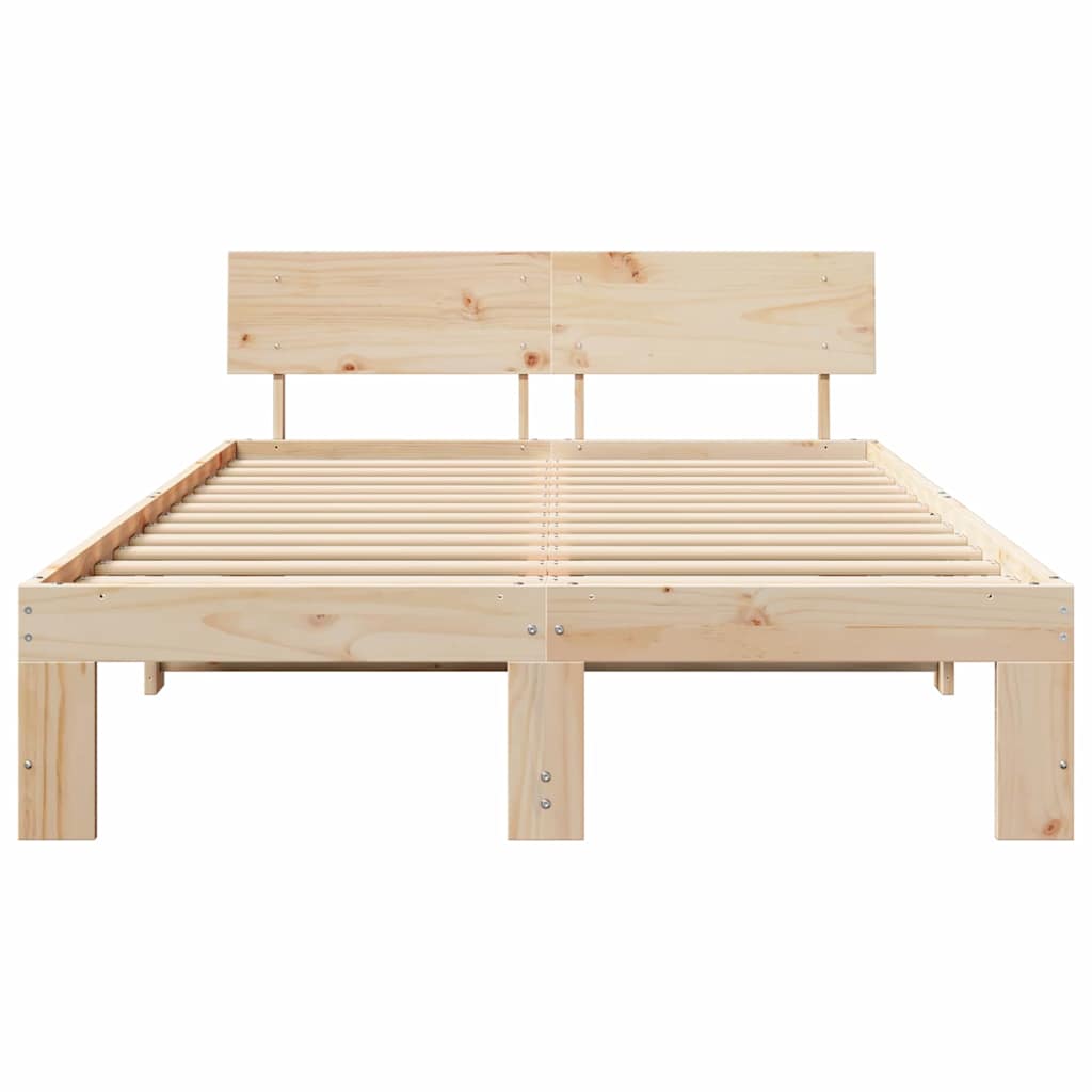 Bettgestell mit Kopfteil Braun 120 x 190 cm Massivholz Kiefer