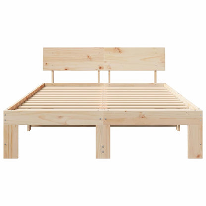 Bettgestell mit Kopfteil Braun 120 x 190 cm Massivholz Kiefer