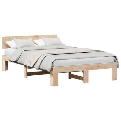 Bettgestell mit Kopfteil Braun 120 x 190 cm Massivholz Kiefer