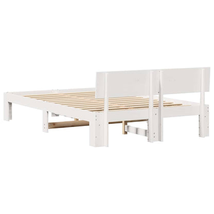 Bettgestell mit Kopfteil Weiß 120 x 190 cm Massivholz Kiefer