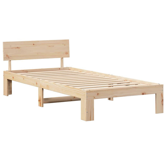 Bettgestell mit Kopfteil Braun 100 x 200 cm Massivholz Kiefer