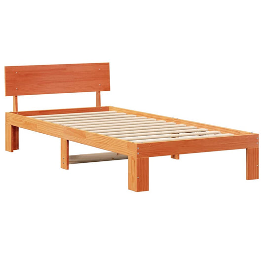 Bettgestell mit Kopfteil Braun 100 x 200 cm Massivholz Kiefer