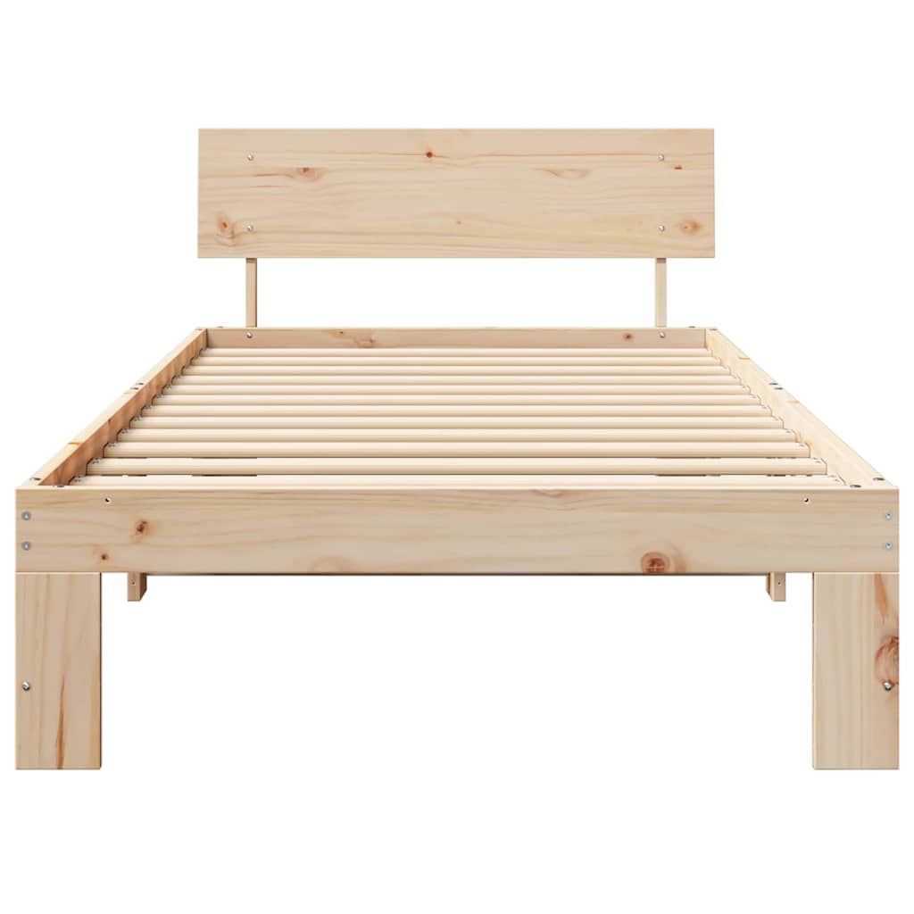 Bettgestell mit Kopfteil Braun 90 x 200 cm Massivholz Kiefer