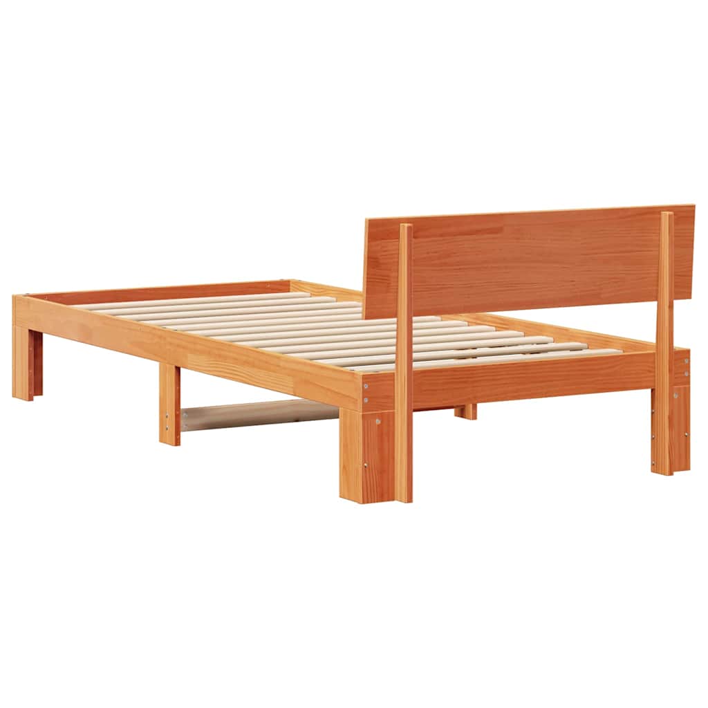 Bettgestell mit Kopfteil Braun 90 x 200 cm Massivholz Kiefer