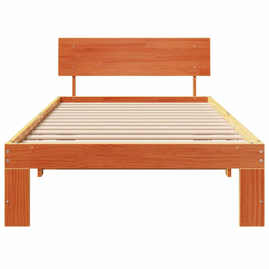 Bettgestell mit Kopfteil Braun 90 x 200 cm Massivholz Kiefer