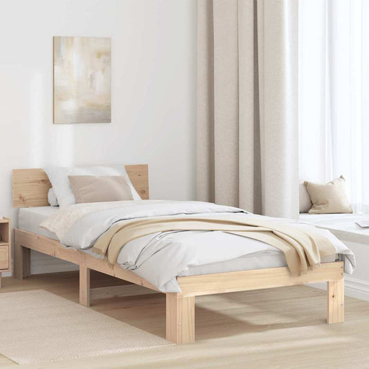 Bettgestell mit Kopfteil Braun 75 x 190 cm Massivholz Kiefer