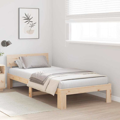 Bettgestell mit Kopfteil Braun 75 x 190 cm Massivholz Kiefer