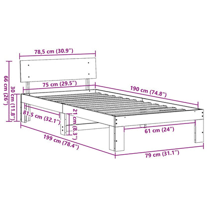 Bettgestell mit Kopfteil Braun 75 x 190 cm Massivholz Kiefer
