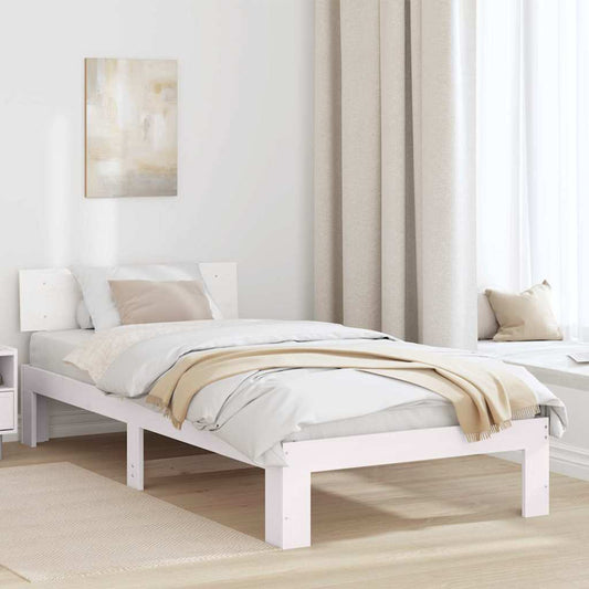 Bettgestell mit Kopfteil Weiß 75 x 190 cm Massivholz Kiefer