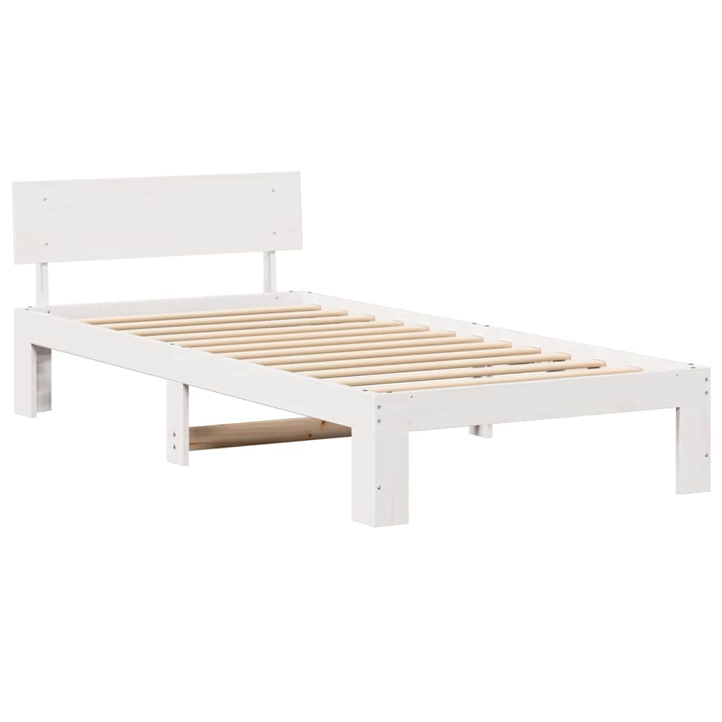 Bettgestell mit Kopfteil Weiß 75 x 190 cm Massivholz Kiefer