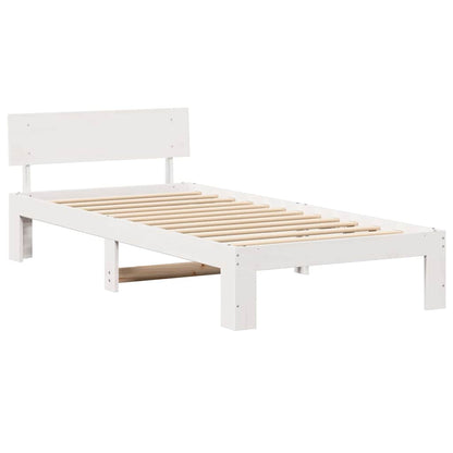 Bettgestell mit Kopfteil Weiß 75 x 190 cm Massivholz Kiefer