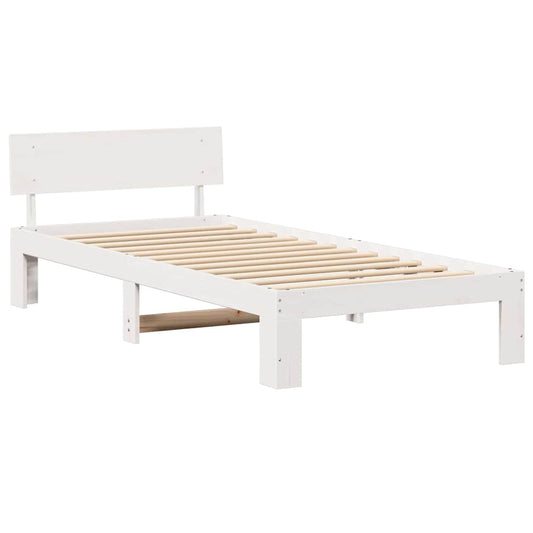 Bettgestell mit Kopfteil Weiß 75 x 190 cm Massivholz Kiefer