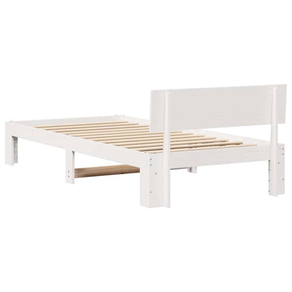 Bettgestell mit Kopfteil Weiß 75 x 190 cm Massivholz Kiefer