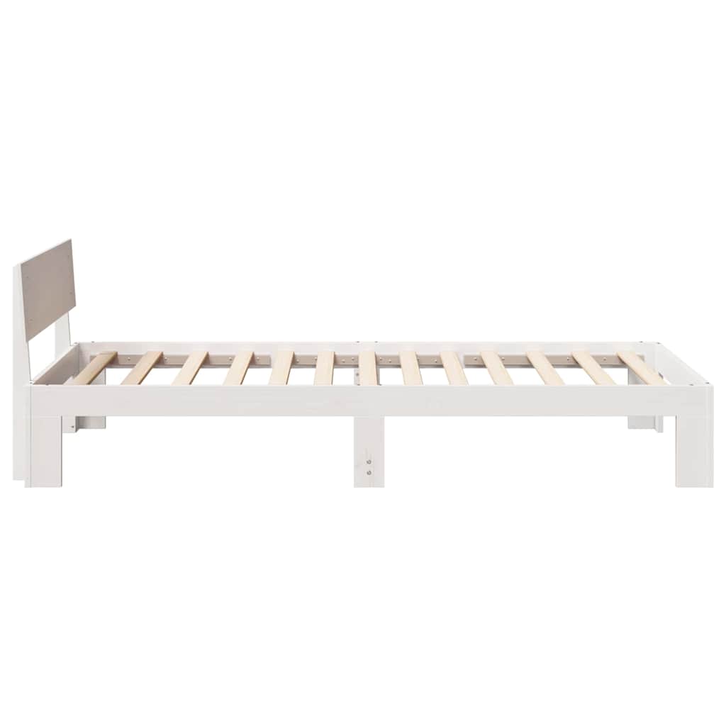 Bettgestell mit Kopfteil Weiß 75 x 190 cm Massivholz Kiefer