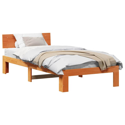 Bettgestell mit Kopfteil Braun 75 x 190 cm Massivholz Kiefer