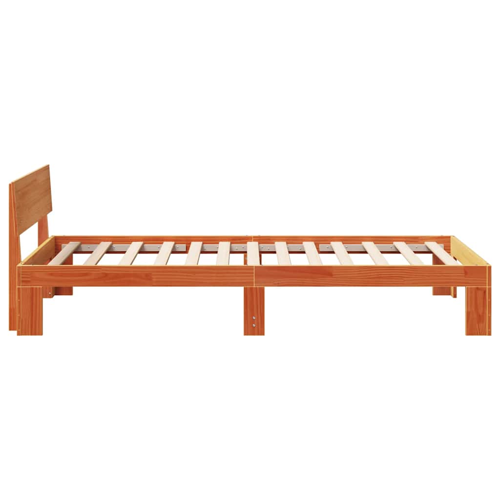 Bettgestell mit Kopfteil Braun 75 x 190 cm Massivholz Kiefer