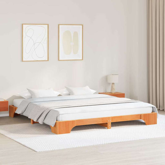 Bettgestell Wachsbraun 200 x 200 cm Massivholz Kiefer