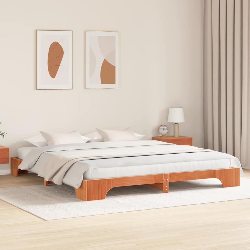 Bettgestell Wachsbraun 200 x 200 cm Massivholz Kiefer