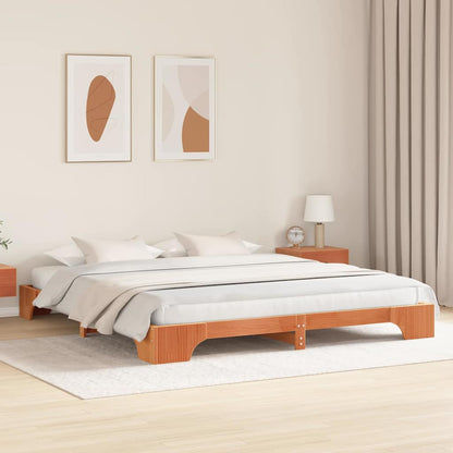 Bettgestell Wachsbraun 200 x 200 cm Massivholz Kiefer