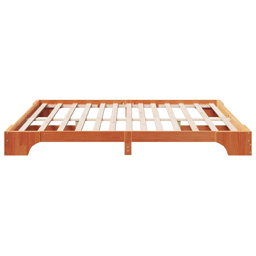 Bettgestell Wachsbraun 200 x 200 cm Massivholz Kiefer