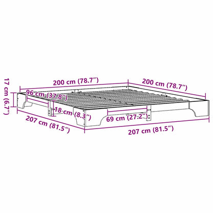 Bettgestell Wachsbraun 200 x 200 cm Massivholz Kiefer