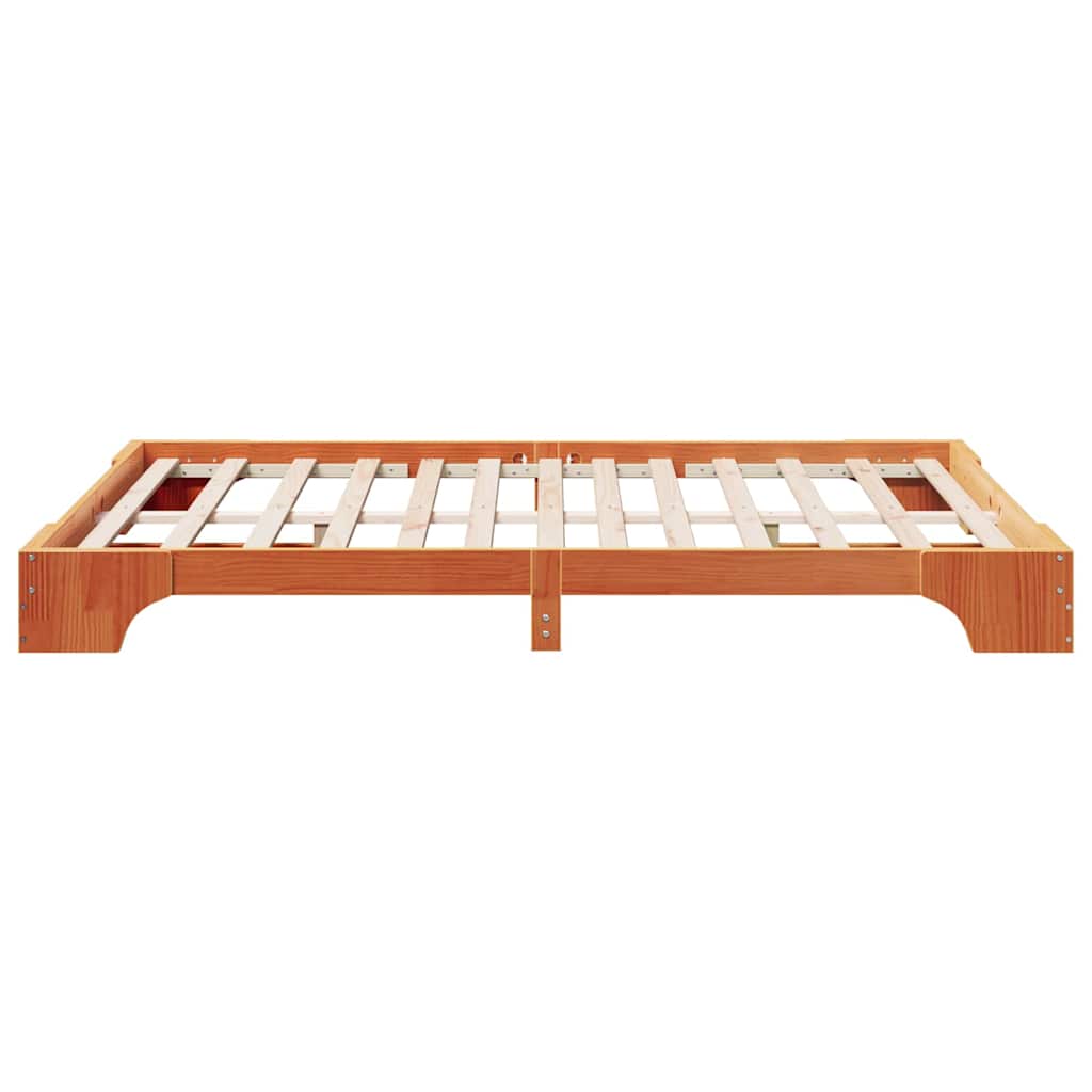 Bettgestell Wachsbraun 150 x 200 cm Massivholz Kiefer