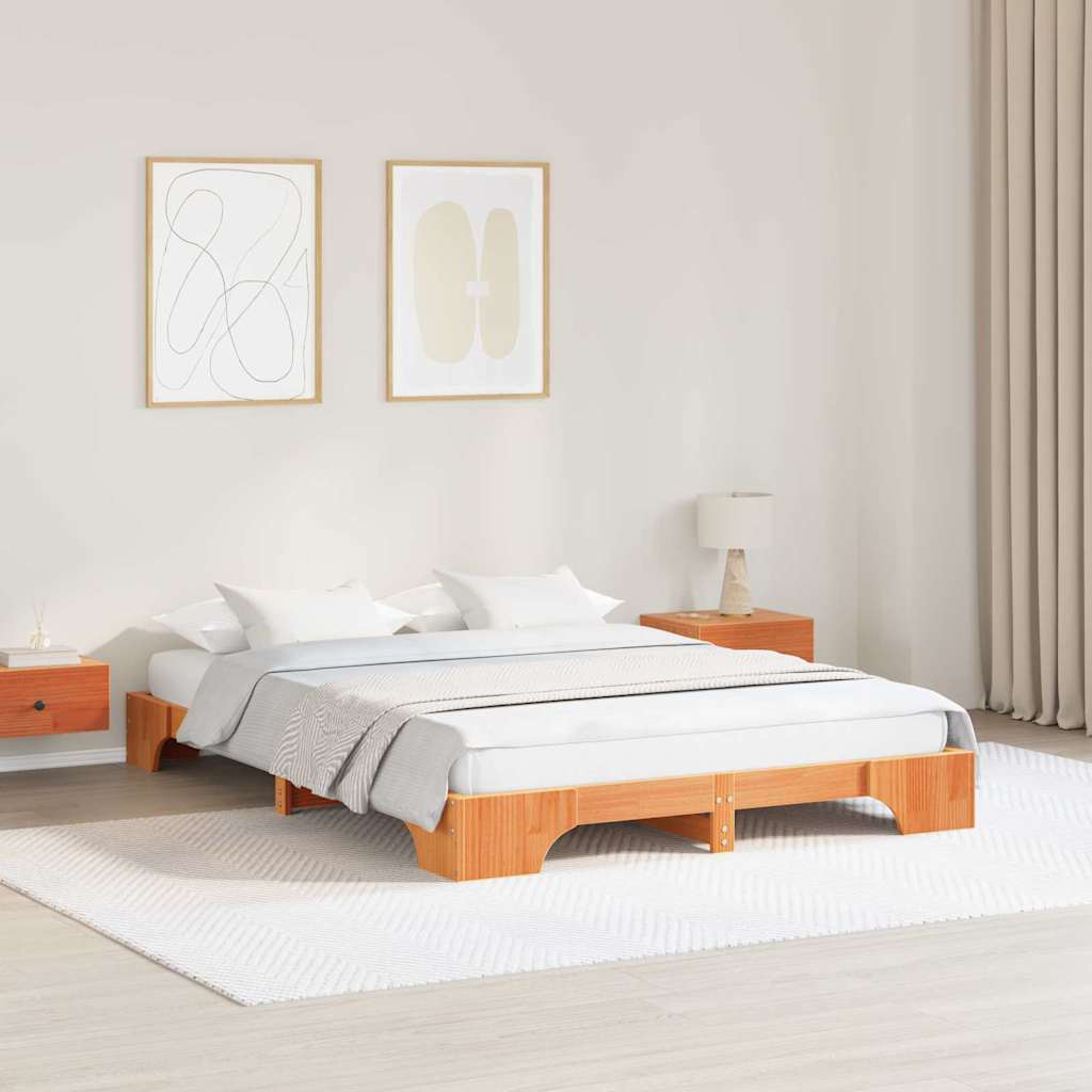 Bettgestell Wachsbraun 140 x 200 cm Massivholz Kiefer