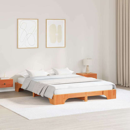Bettgestell Wachsbraun 140 x 200 cm Massivholz Kiefer