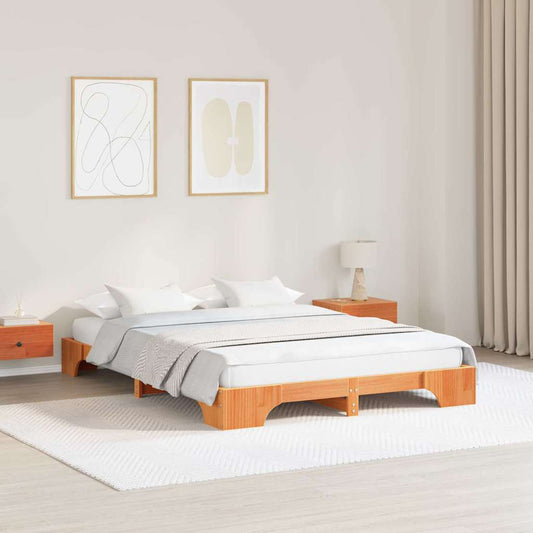 Bettgestell Wachsbraun 140 x 200 cm Massivholz Kiefer