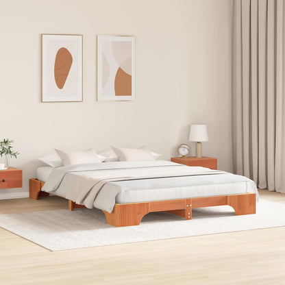 Bettgestell Wachsbraun 140 x 200 cm Massivholz Kiefer
