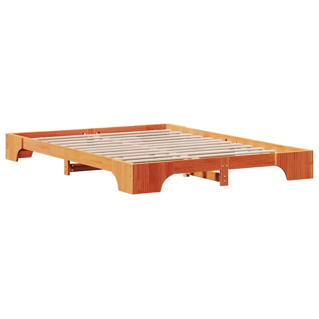 Bettgestell Wachsbraun 140 x 200 cm Massivholz Kiefer