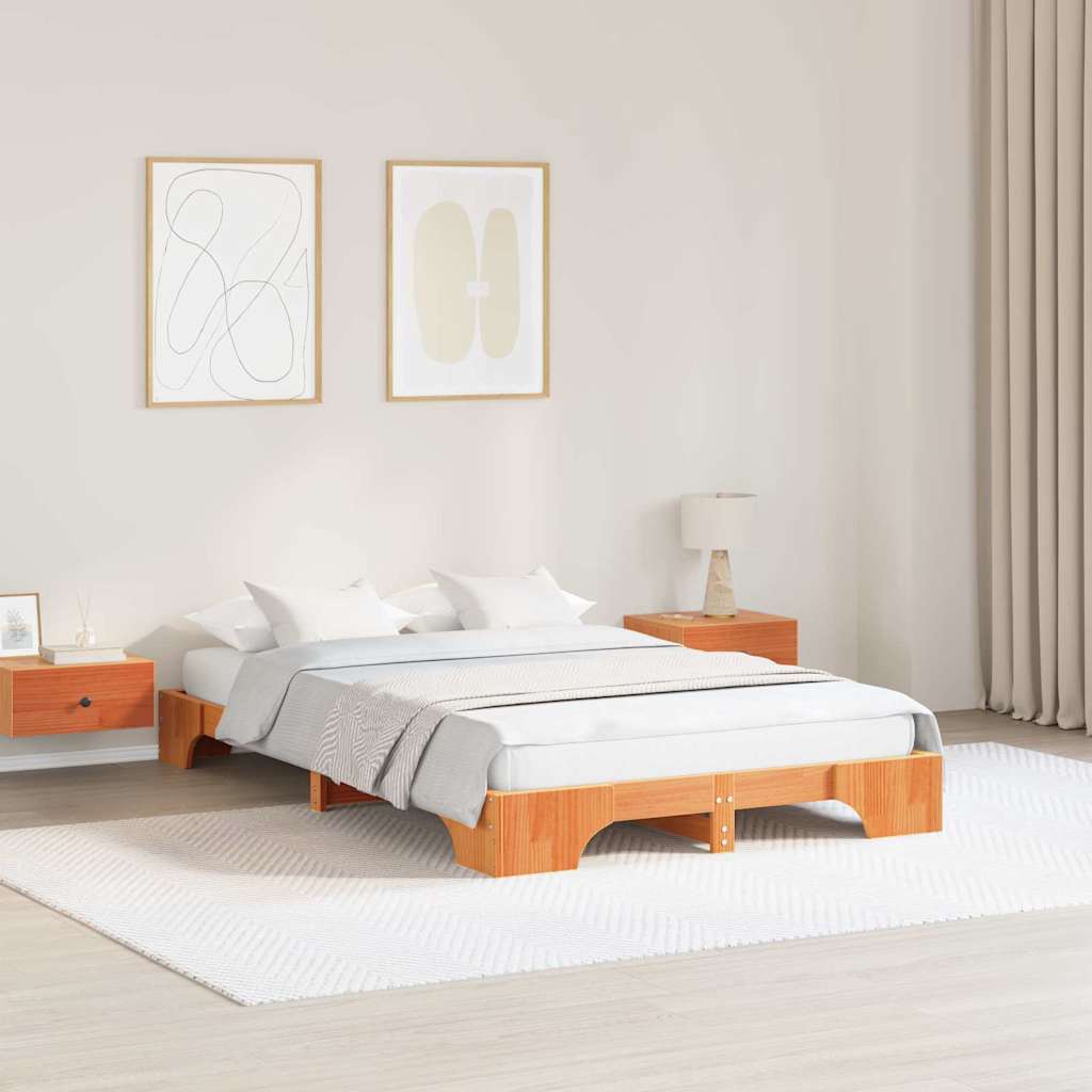 Bettgestell Wachsbraun 120 x 190 cm Massivholz Kiefer