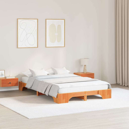 Bettgestell Wachsbraun 120 x 190 cm Massivholz Kiefer
