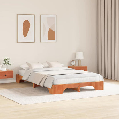 Bettgestell Wachsbraun 120 x 190 cm Massivholz Kiefer