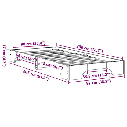 Bettgestell Wachsbraun 90 x 200 cm Massivholz Kiefer