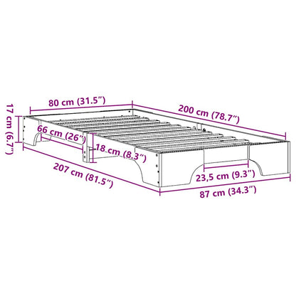 Bettgestell Wachsbraun 80 x 200 cm Massivholz Kiefer