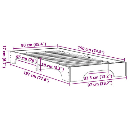 Bettgestell Wachsbraun 90 x 190 cm Massivholz Kiefer