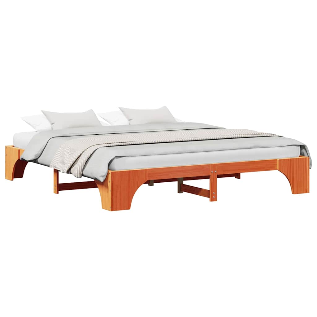 Bettgestell Wachsbraun 200 x 200 cm Massivholz Kiefer