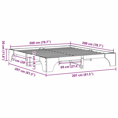 Bettgestell Wachsbraun 200 x 200 cm Massivholz Kiefer