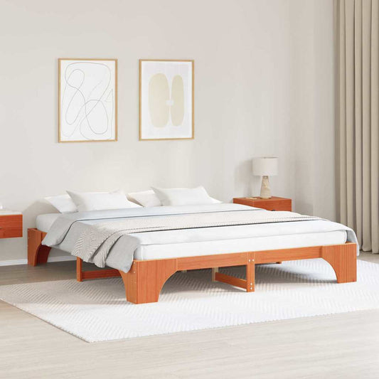Bettgestell Wachsbraun 180 x 200 cm Massivholz Kiefer
