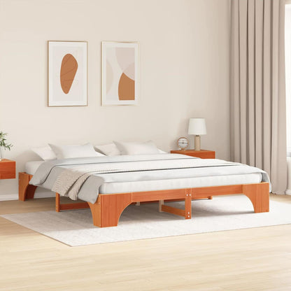 Bettgestell Wachsbraun 180 x 200 cm Massivholz Kiefer