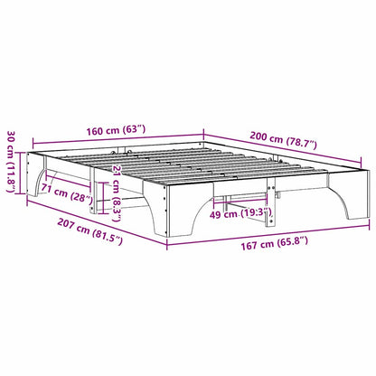 Bettgestell Weiß 160 x 200 cm Massivholz Kiefer