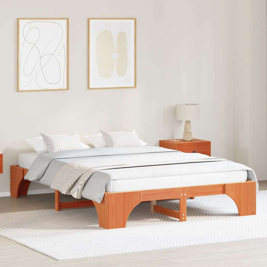 Bettgestell Wachsbraun 150 x 200 cm Massivholz Kiefer