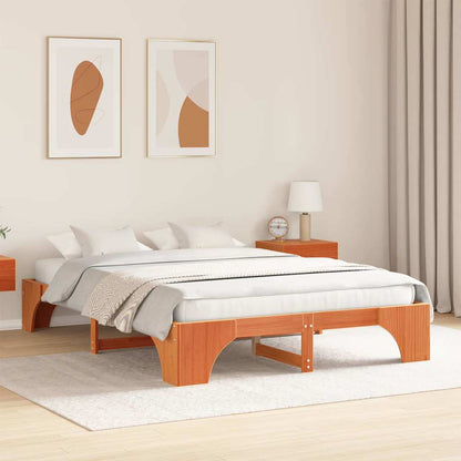 Bettgestell Wachsbraun 150 x 200 cm Massivholz Kiefer