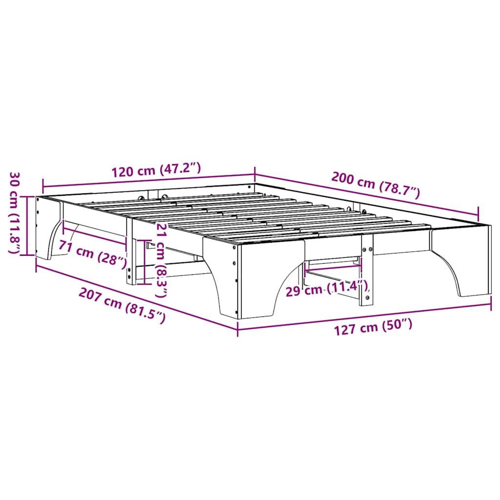 Bettgestell Weiß 120 x 200 cm Massivholz Kiefer