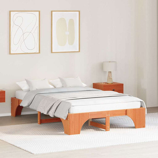 Bettgestell Wachsbraun 120 x 200 cm Massivholz Kiefer