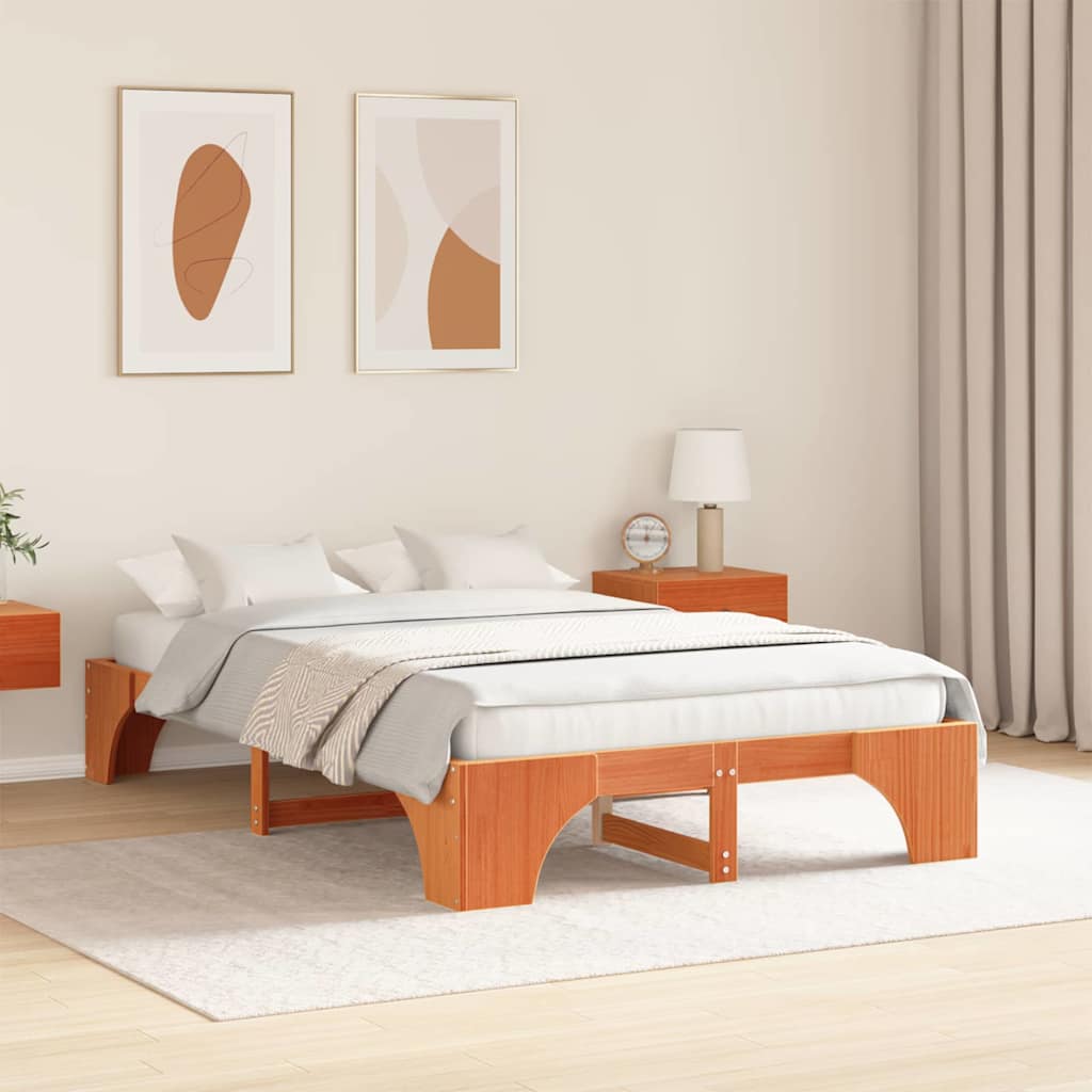 Bettgestell Wachsbraun 120 x 200 cm Massivholz Kiefer